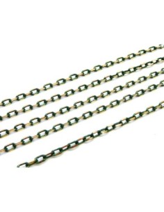 1m de chaine fine en métal doré et vert foncé, vert...