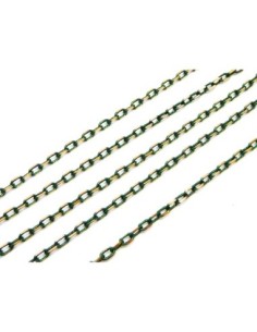 1m de chaine fine en métal doré et vert foncé, vert... 2