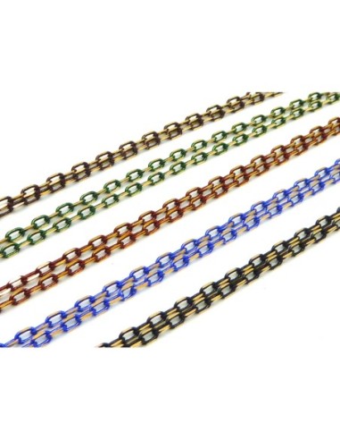 1m de chaine fine en métal doré et vert foncé,...