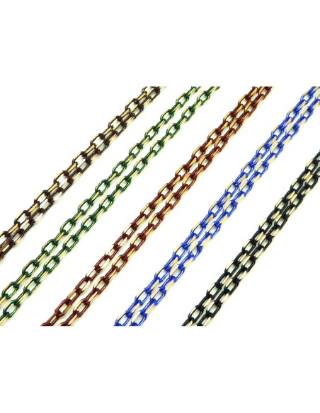 1m de chaine fine en métal doré et vert foncé, vert impérial comme facetté maillon 3,7 x 2,2mm