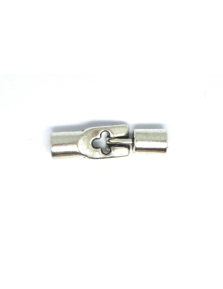 Lot de 10 Fermoirs T embout rond pour cordon de 5mm en métal argenté avec motif trèfle