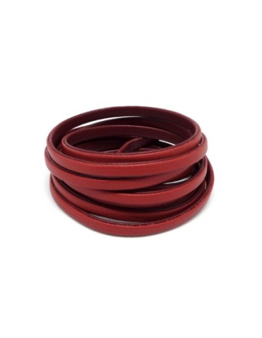 1,6M Cordon plat cuir synthétique bicolore rouge / bordeaux marsala 5mm