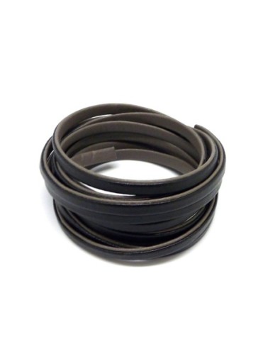 1,6M Cordon plat cuir synthétique bicolore noir...