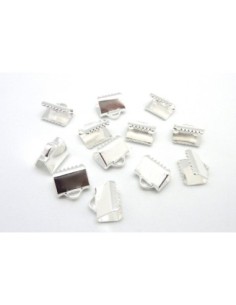 20 Embouts griffe 8mm, serre ruban, lacet, fil cordon en métal argenté brillant blanc lisse