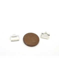 20 Embouts griffe 8mm, serre ruban, lacet, fil cordon en métal argenté brillant blanc lisse 2