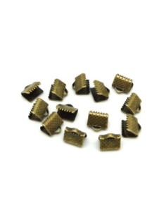20 Embouts griffe 8mm, serre ruban, lacet, fil cordon en métal de couleur bronze gravé de points