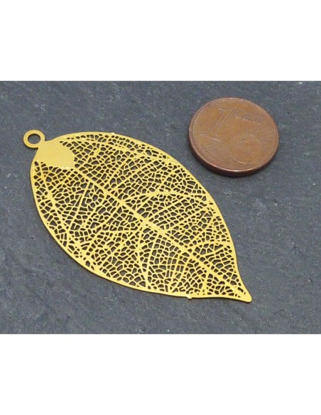 R-2 Estampes feuille en filigrane très fine, légère et stylisé 49,4mm en métal doré
