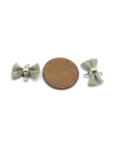 2 Connecteur mini noeud en maille comme tissé, style organza en métal argenté 12,7mm x 9mm 2