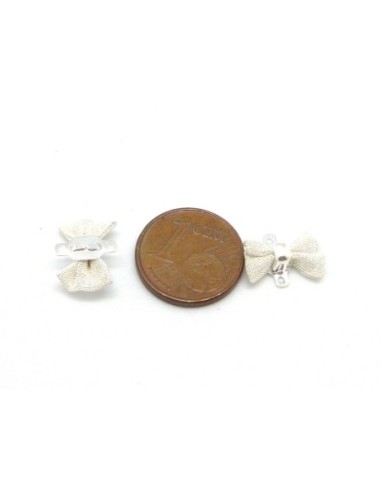 2 Connecteur mini noeud en maille comme tissé, style organza en métal argenté brillant blanc 12,7mm x 9mm