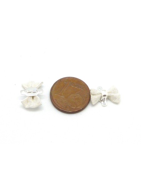 2 Connecteur mini noeud en maille comme tissé, style organza en métal argenté brillant blanc 12,7mm x 9mm