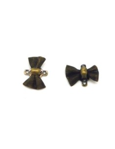 2 Connecteur mini noeud en maille comme tissé, style organza en métal de couleur bronze 12,7mm x 9mm