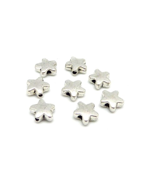 R-20 petites perles étoiles 7,1mm en métal argenté