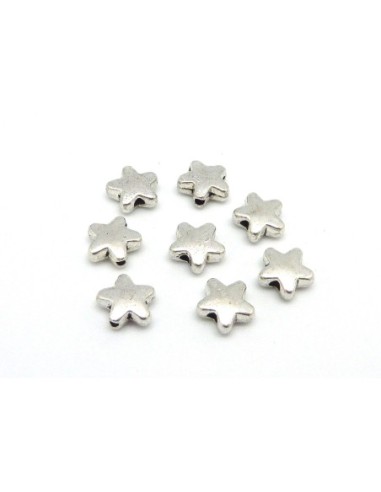 R-20 petites perles étoiles 7,1mm en métal argenté