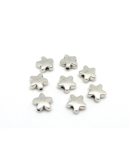 R-20 petites perles étoiles 7,1mm en métal argenté