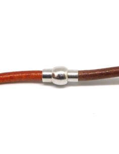 Fermoir aimanté rond en métal argenté pour cordon de 4mm