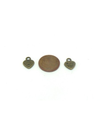 50 Breloques petit coeur 11,9mm une face...