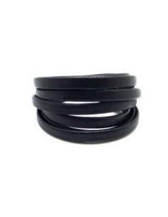 R-1,2M Cordon plat cuir synthétique 6mm de couleur noir