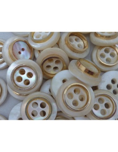 6 Boutons connecteur Vintage rond écru et doré...