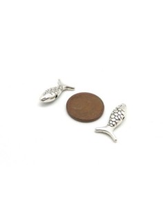 5 Perles poisson 17,7mm en métal argenté 2