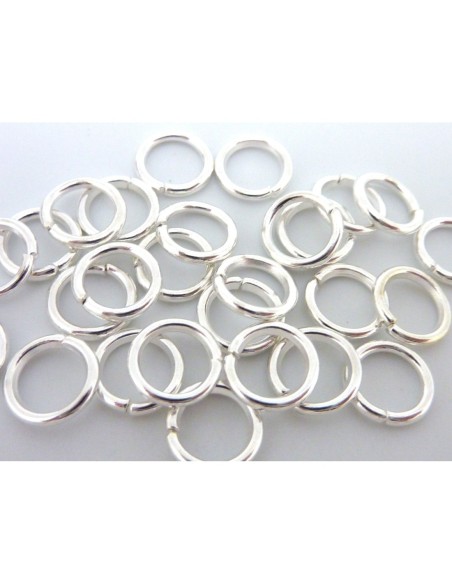 anneaux de jonction 8mm x 1mm en métal argenté brillant blanc