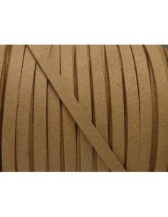 1m Cordon plat daim synthétique 5mm marron clair beige