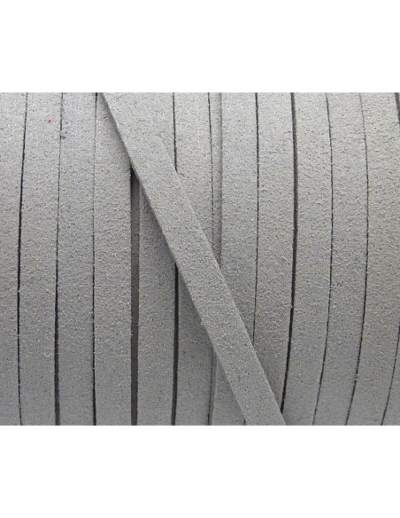 R-1m Cordon plat daim synthétique 5mm gris clair, gris perle