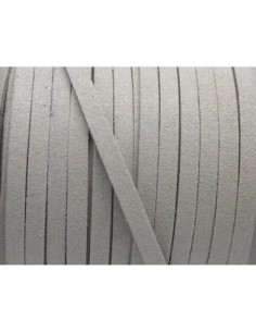R-1m Cordon plat daim synthétique 5mm gris clair, gris perle 2