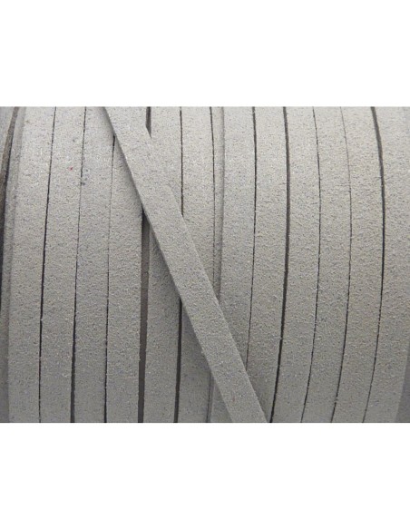 R-1m Cordon plat daim synthétique 5mm gris clair, gris perle