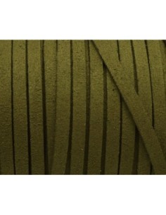 1m Cordon plat daim synthétique 5mm vert olive, kaki
