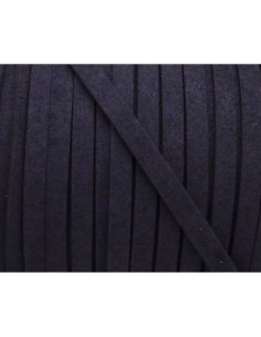 1m Cordon plat daim synthétique suédine 5mm bleu marine,...