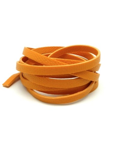 R-1,3m Cordon plat cuir synthétique texturé 5mm de couleur orange tangerine