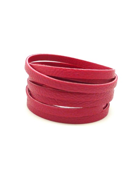 R-1,3m Cordon plat cuir synthétique texturé 5mm de couleur rose magenta fuchsia