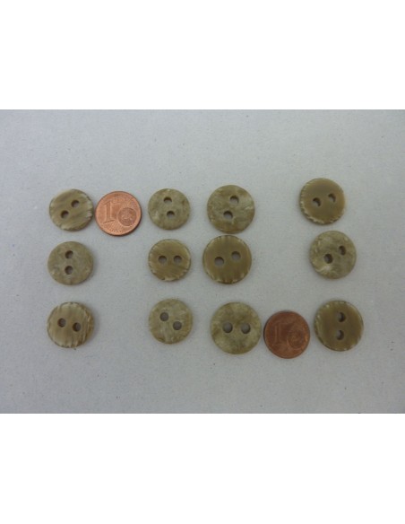 12 Boutons connecteur rond vert kaki pâle, marbré
