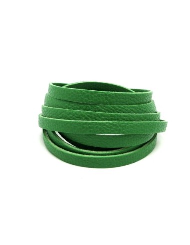 R-1,3m Cordon plat cuir synthétique texturé 5mm de couleur vert