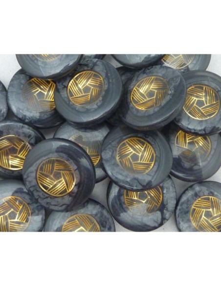 6 Boutons moulé connecteur Vintage rond noir, gris, doré 22,2mm