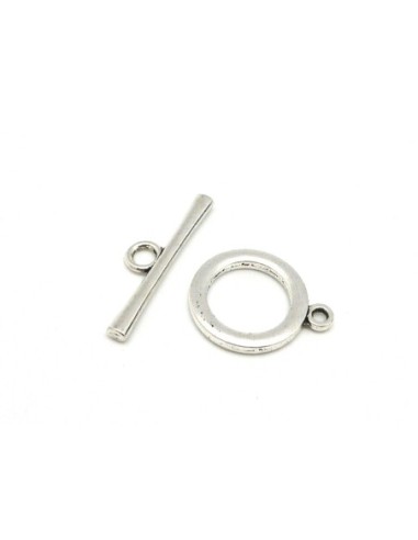 Fermoir toggle en métal argenté  pour création bijoux