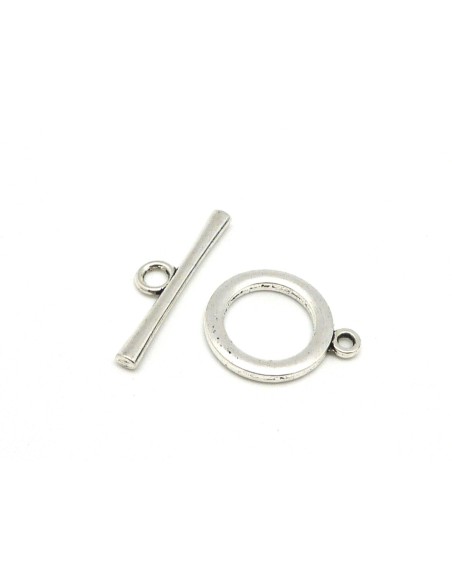 Fermoir toggle en métal argenté  pour création bijoux