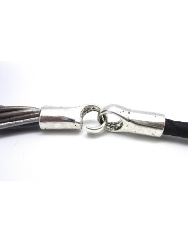 Fermoir crochet pour cordon de 6,5mm - 7mm en métal argenté lisse