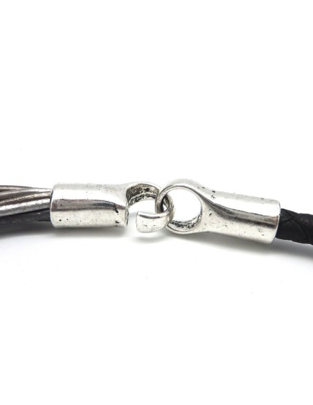 Fermoir crochet pour cordon de 6,5mm - 7mm en métal argenté lisse