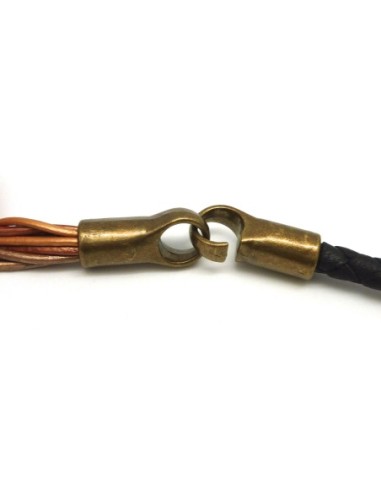 Fermoir crochet pour cordon de 6,5mm - 7mm en métal de couleur bronze lisse