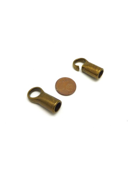 Fermoir crochet pour cordon de 6,5mm - 7mm en métal de couleur bronze lisse