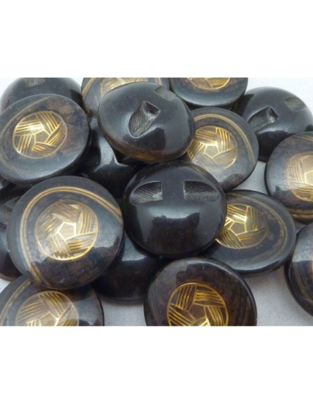 6 Boutons moulé connecteur Vintage rond noir, marron doré 22,2mm