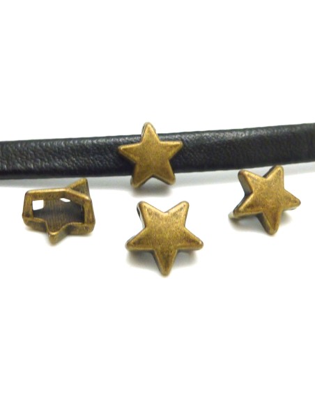 Perle passant étoile slide métal couleur bronze