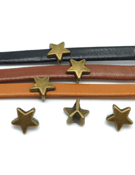 Perle passant étoile slide métal couleur bronze