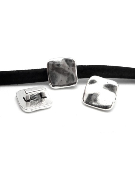 slide en métal argenté pour lanière de 4mm