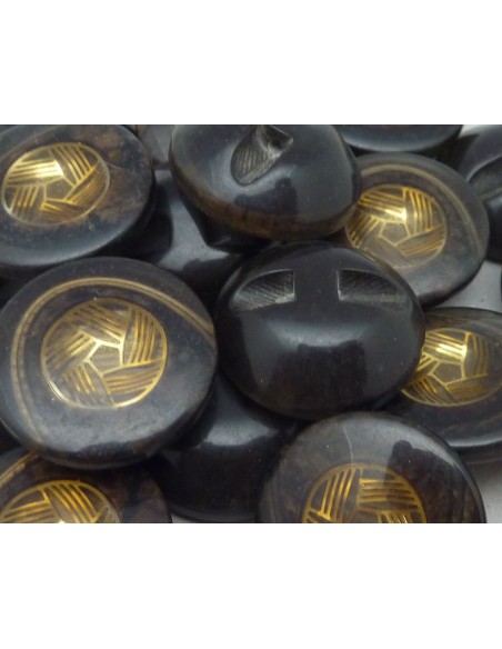 6 Boutons moulé connecteur Vintage rond noir, marron doré 22,2mm