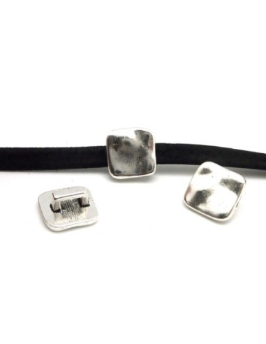 slide en métal argenté pour lanière de 4mm