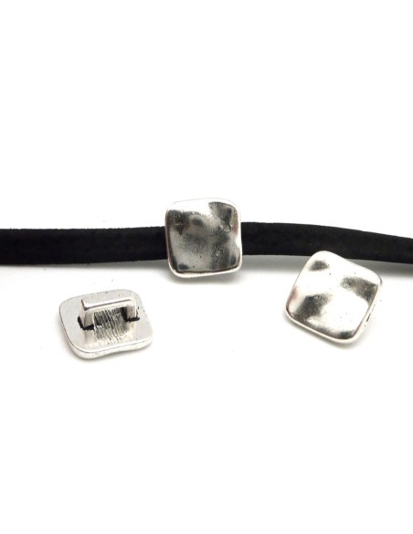 slide en métal argenté pour lanière de 4mm