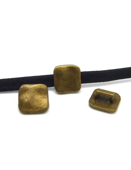 slide en metal de couleur bronze pour lanière de 4mm