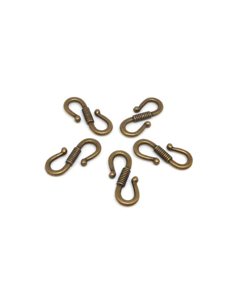 Lot de 20 Fermoirs, attache en S, 24,2mm en métal de couleur bronze